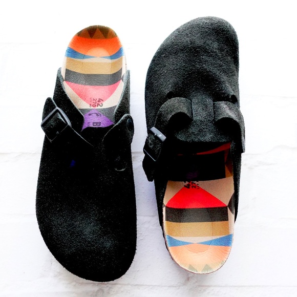 Birkenstock Boston Clog Shoe Black Suede  Size 42 USA 9 Limited Edition - Picture 5 of 7